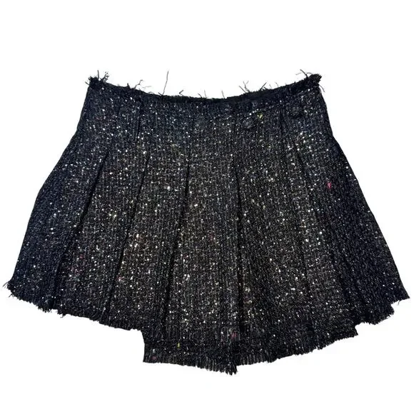 Aqua Wicked Tweed Asymmetric Pleated Skirt Women’s Medium Dark Academia Broadway - Picture 3 of 16